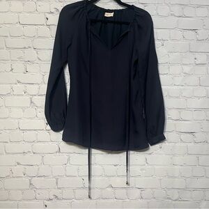 Tory Burch Long Sleeve Navy Blue Silk Top Size 4